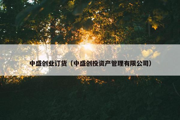 中盛创业订货（中盛创投资产管理有限公司）