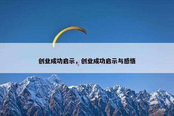 创业成功启示，创业成功启示与感悟