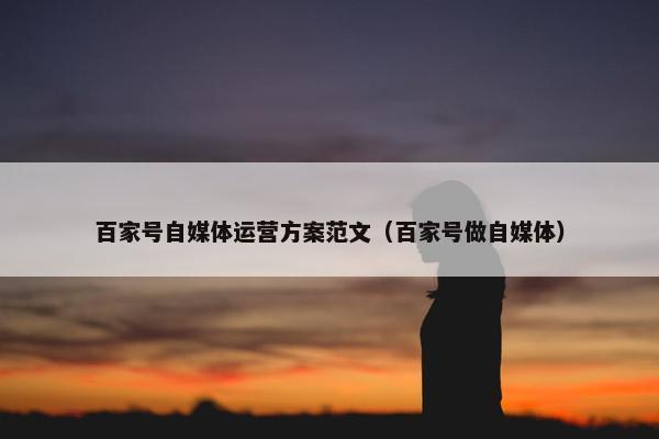 百家号自媒体运营方案范文（百家号做自媒体）