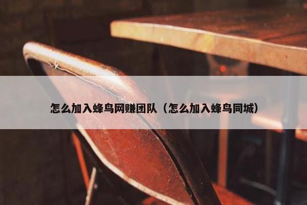 怎么加入蜂鸟网赚团队（怎么加入蜂鸟同城）