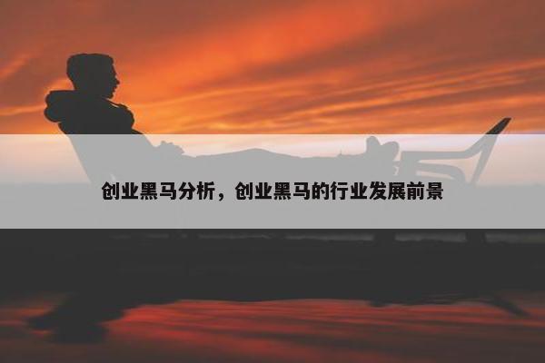 创业黑马分析，创业黑马的行业发展前景