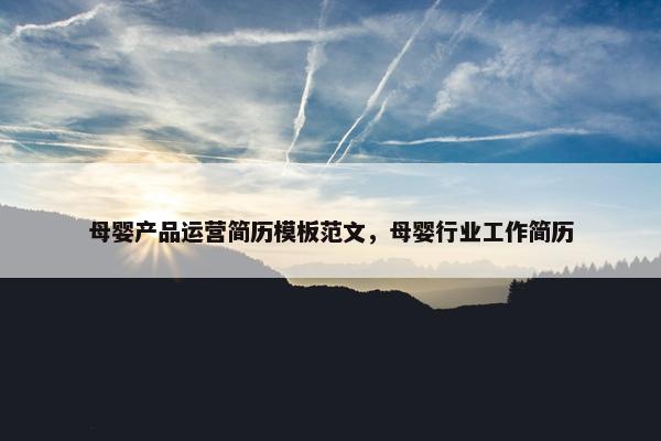 母婴产品运营简历模板范文，母婴行业工作简历