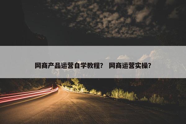 网商产品运营自学教程? 网商运营实操? 网商产品运营自学教程? 网商运营实操?