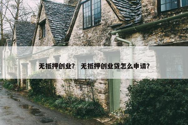无抵押创业？ 无抵押创业贷怎么申请？