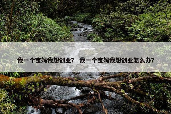 我一个宝妈我想创业？ 我一个宝妈我想创业怎么办？
