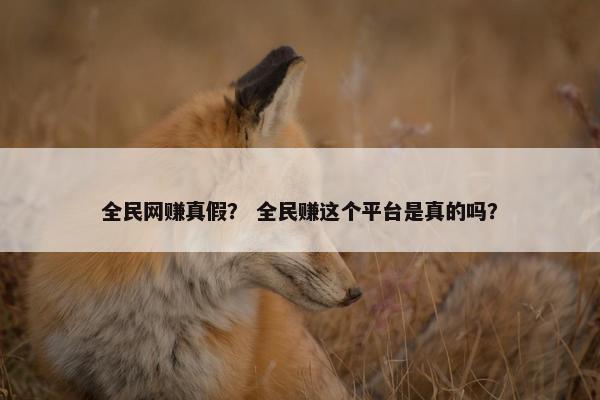 全民网赚真假？ 全民赚这个平台是真的吗？