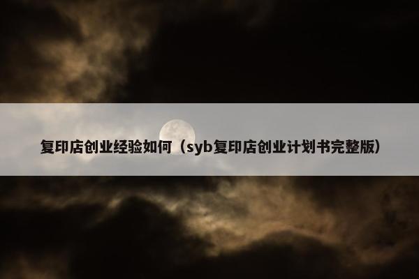 复印店创业经验如何（syb复印店创业计划书完整版）