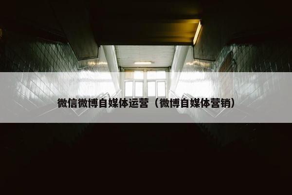 微信微博自媒体运营（微博自媒体营销）