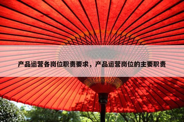 产品运营各岗位职责要求，产品运营岗位的主要职责