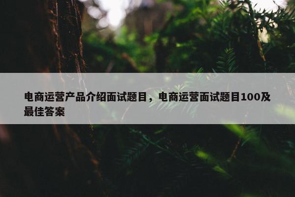 电商运营产品介绍面试题目，电商运营面试题目100及最佳答案