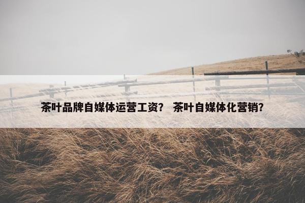 茶叶品牌自媒体运营工资？ 茶叶自媒体化营销？