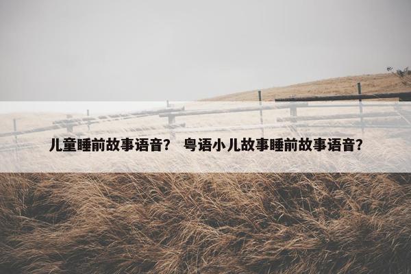 儿童睡前故事语音？ 粤语小儿故事睡前故事语音？