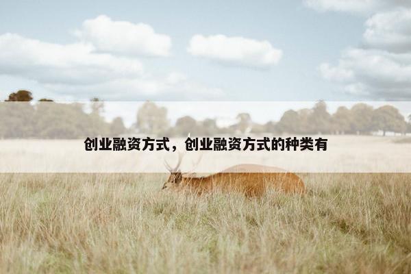 创业融资方式，创业融资方式的种类有