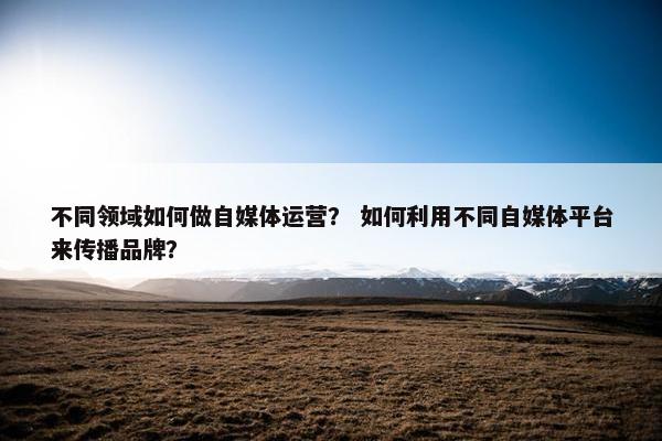 不同领域如何做自媒体运营？ 如何利用不同自媒体平台来传播品牌？