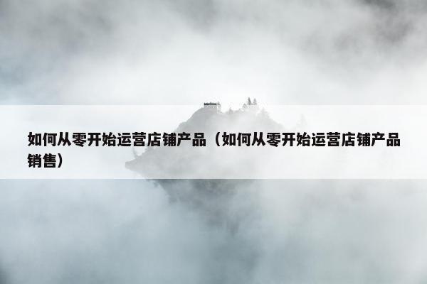如何从零开始运营店铺产品（如何从零开始运营店铺产品销售）