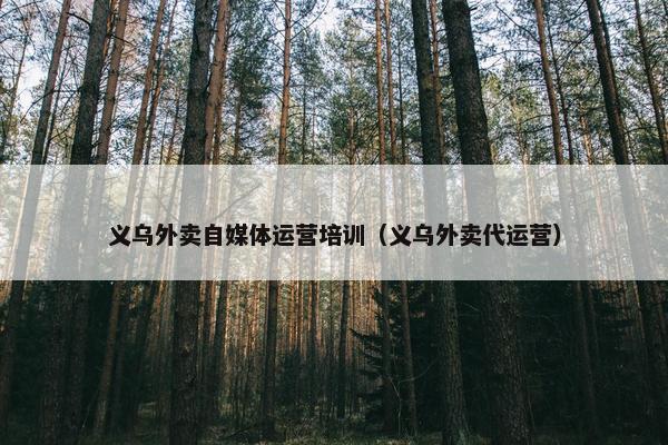 义乌外卖自媒体运营培训（义乌外卖代运营）