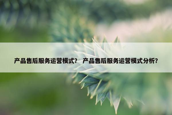 产品售后服务运营模式？ 产品售后服务运营模式分析？