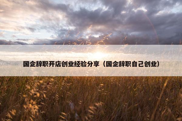 国企辞职开店创业经验分享（国企辞职自己创业）