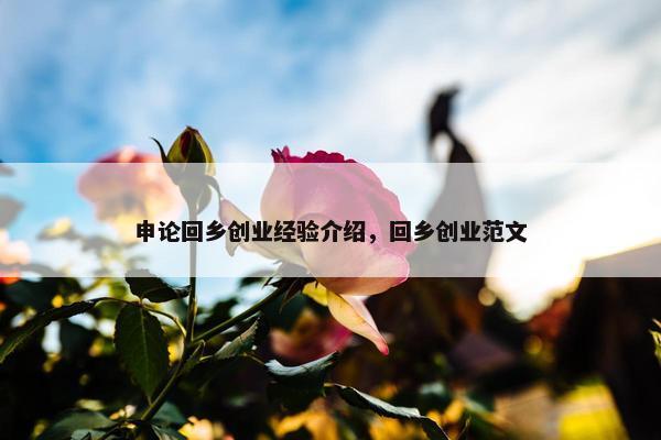 申论回乡创业经验介绍，回乡创业范文