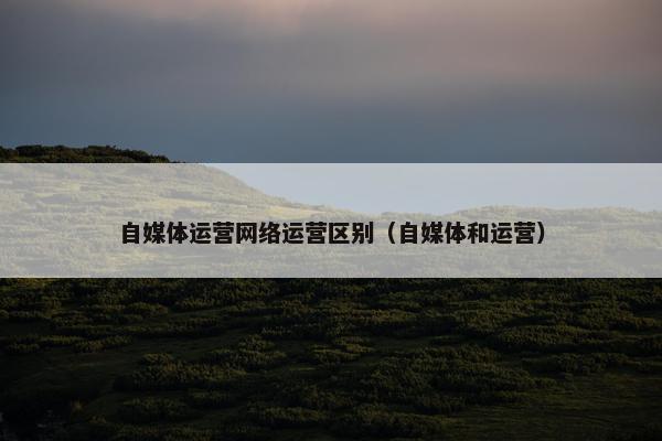 自媒体运营网络运营区别（自媒体和运营）